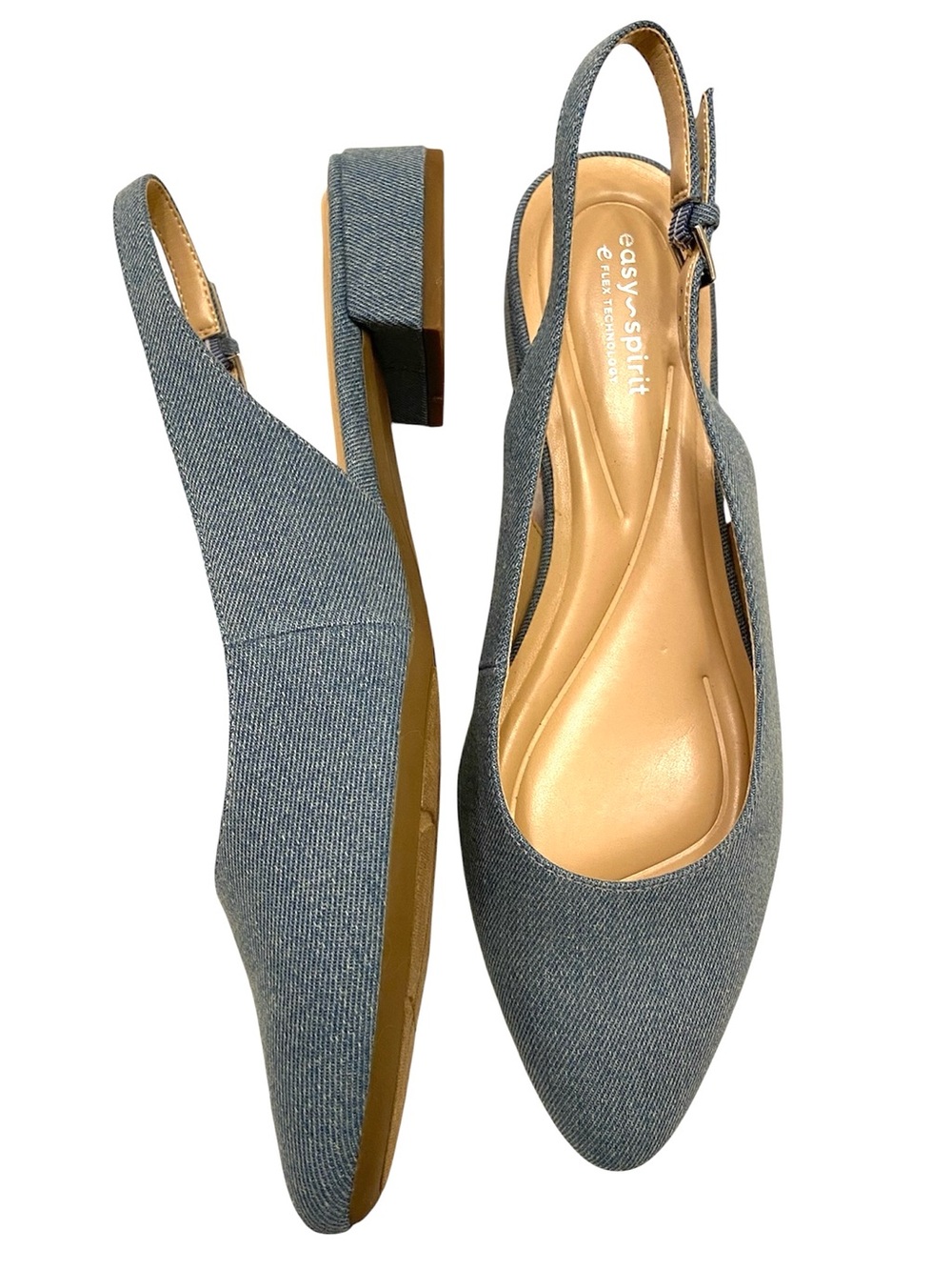 NWOT Easy Spirt Cassius Slingback Pumps Denim Blue Cushioned Footbed WM SZ 9 1/2